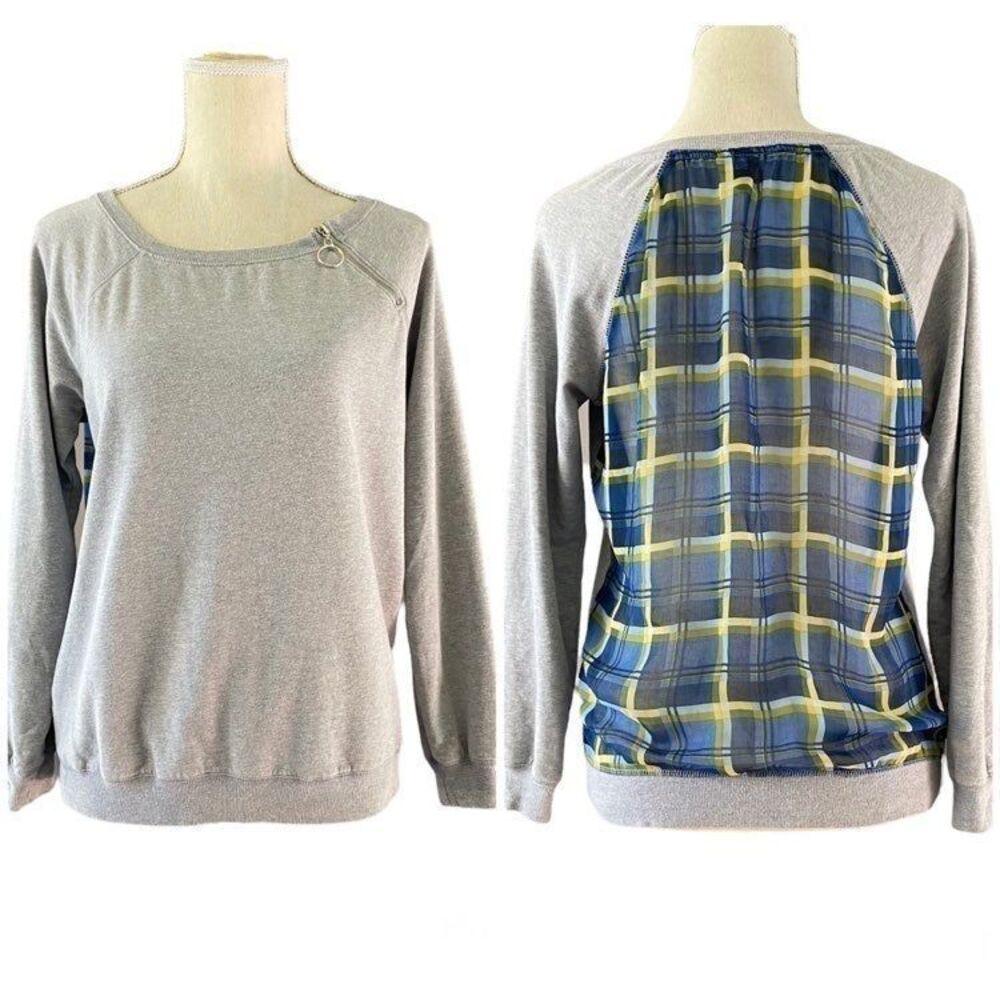 Kut from the Kloth Gray Plaid Back Top XS